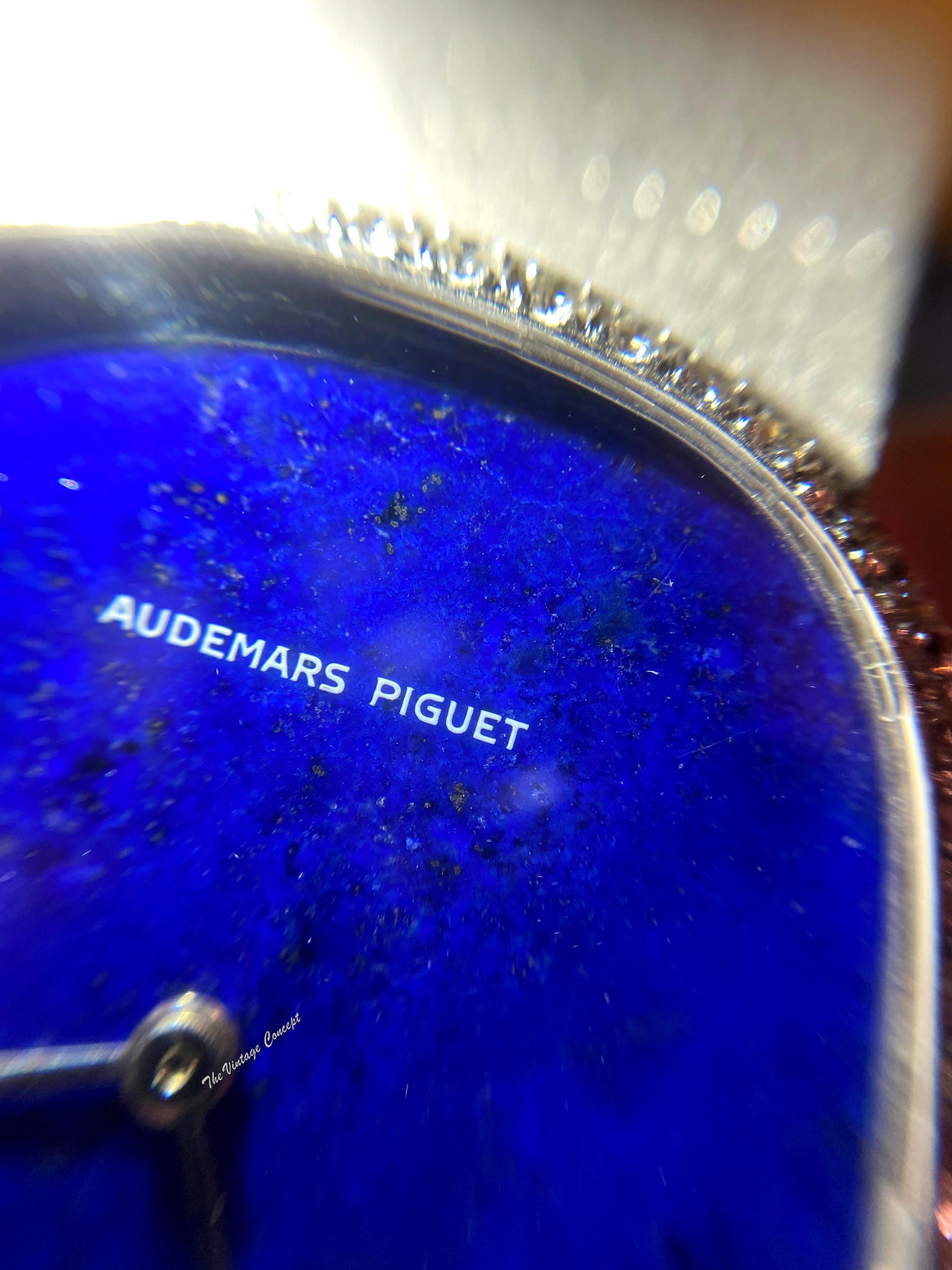 Audemars Piguet AP 18K White Gold Lapis Dial Diamond Bezel Automatic 1