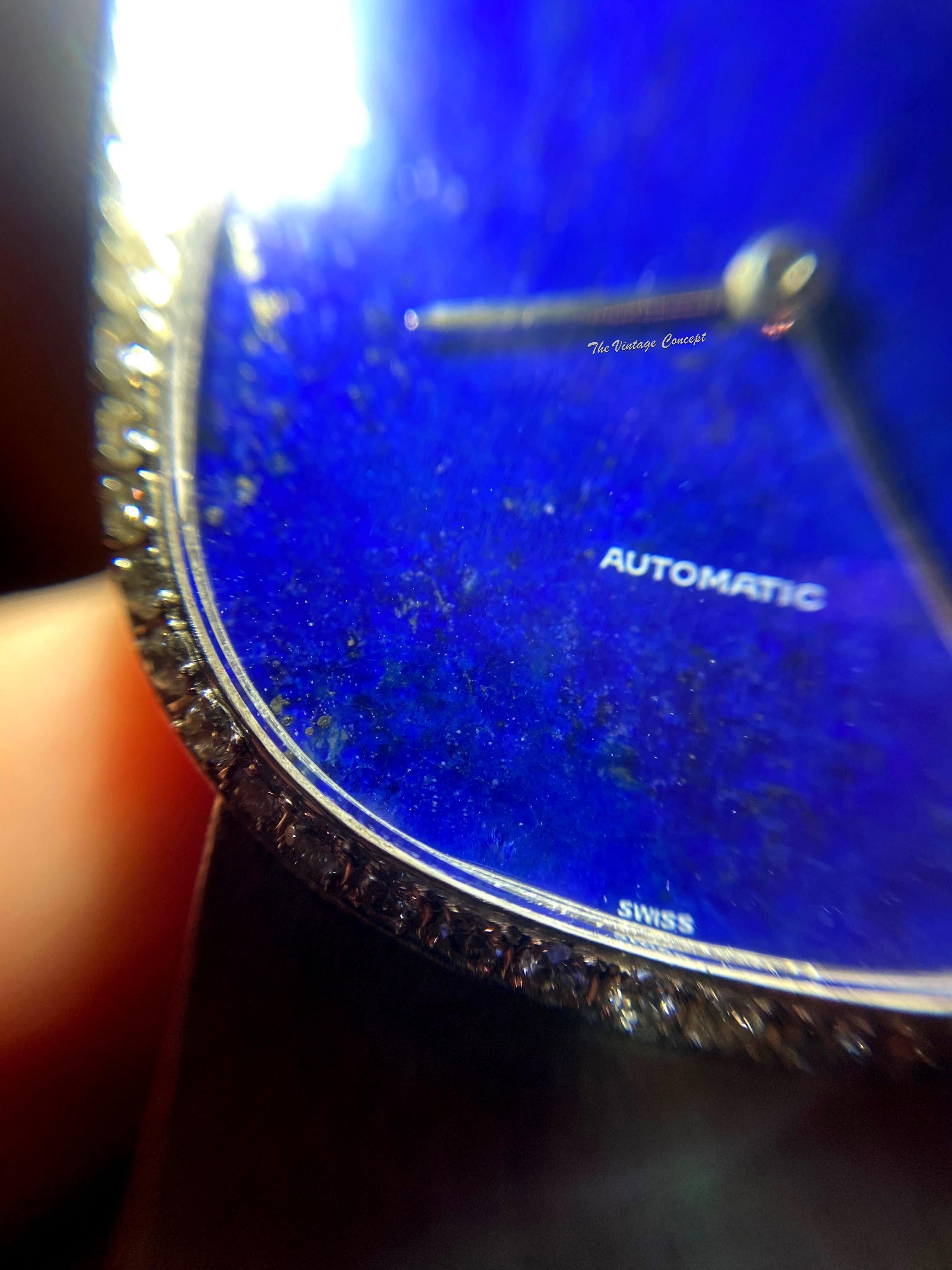 Audemars Piguet AP 18K White Gold Lapis Dial Diamond Bezel Automatic 2
