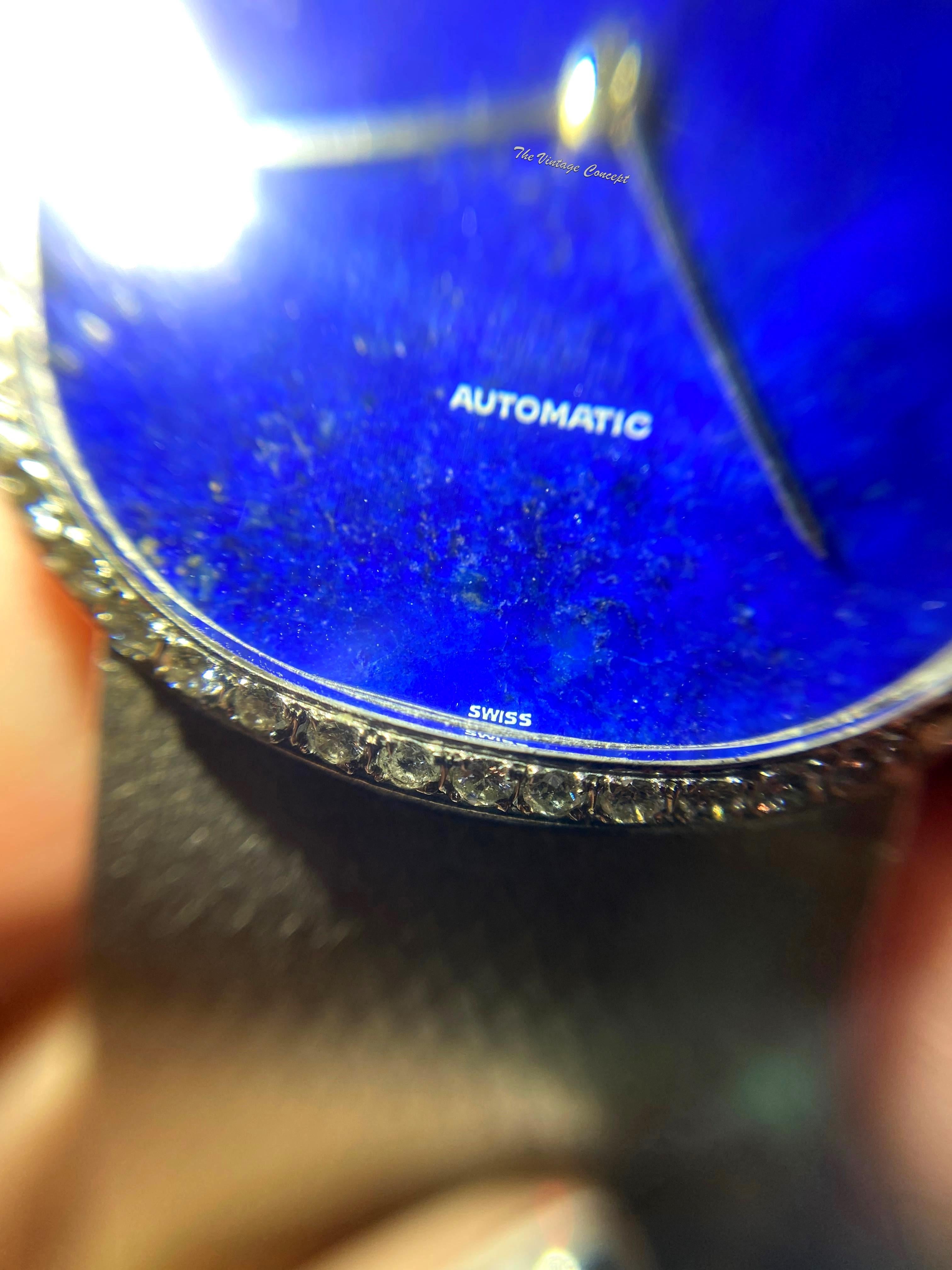 Audemars Piguet AP 18K White Gold Lapis Dial Diamond Bezel Automatic 3