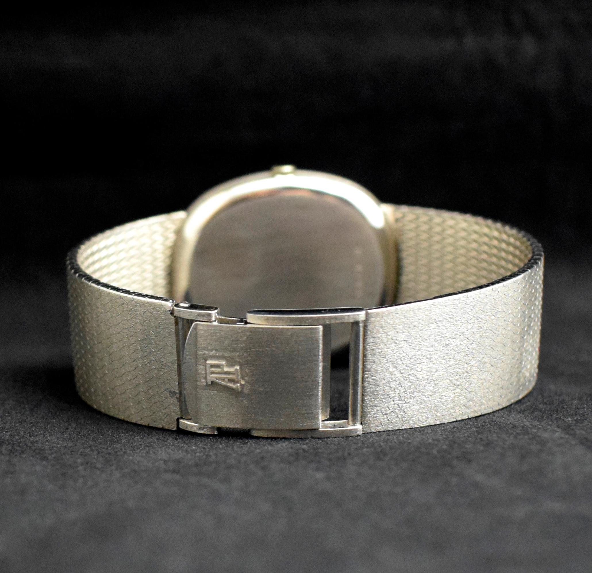 Audemars Piguet AP 18K White Gold Lapis Dial Diamond Bezel Automatic 8