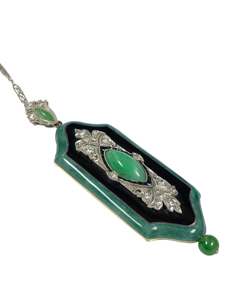 Audemars Piguet Art Deco Platinum Gold Enamel and Gem Set Pendant Watch ...