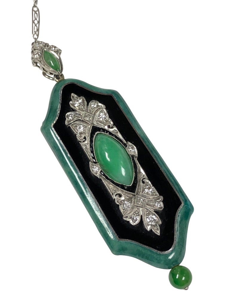 Audemars Piguet Art Deco Platinum Gold Enamel and Gem Set Pendant Watch ...