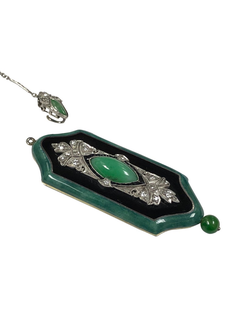 Audemars Piguet Art Deco Platinum Gold Enamel and Gem Set Pendant Watch ...