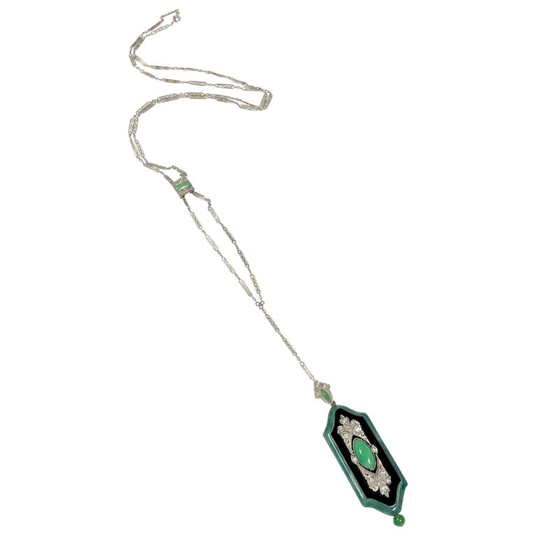 Audemars Piguet Art Deco Platinum Gold Enamel and Gem Set Pendant Watch ...