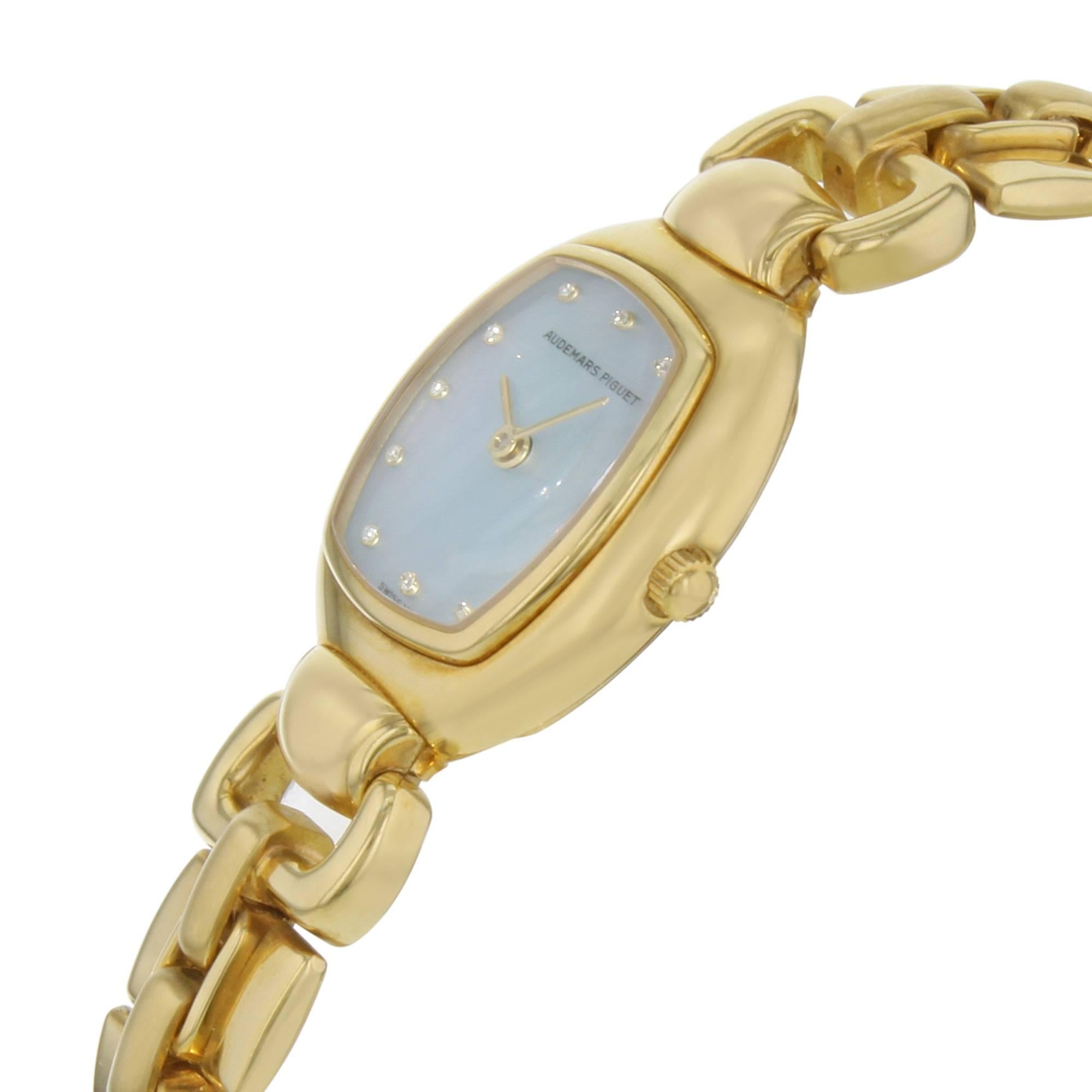 Modern Audemars Piguet Audemarine 18 Karat Gold Mother-of-Pearl Quartz Ladies Watch