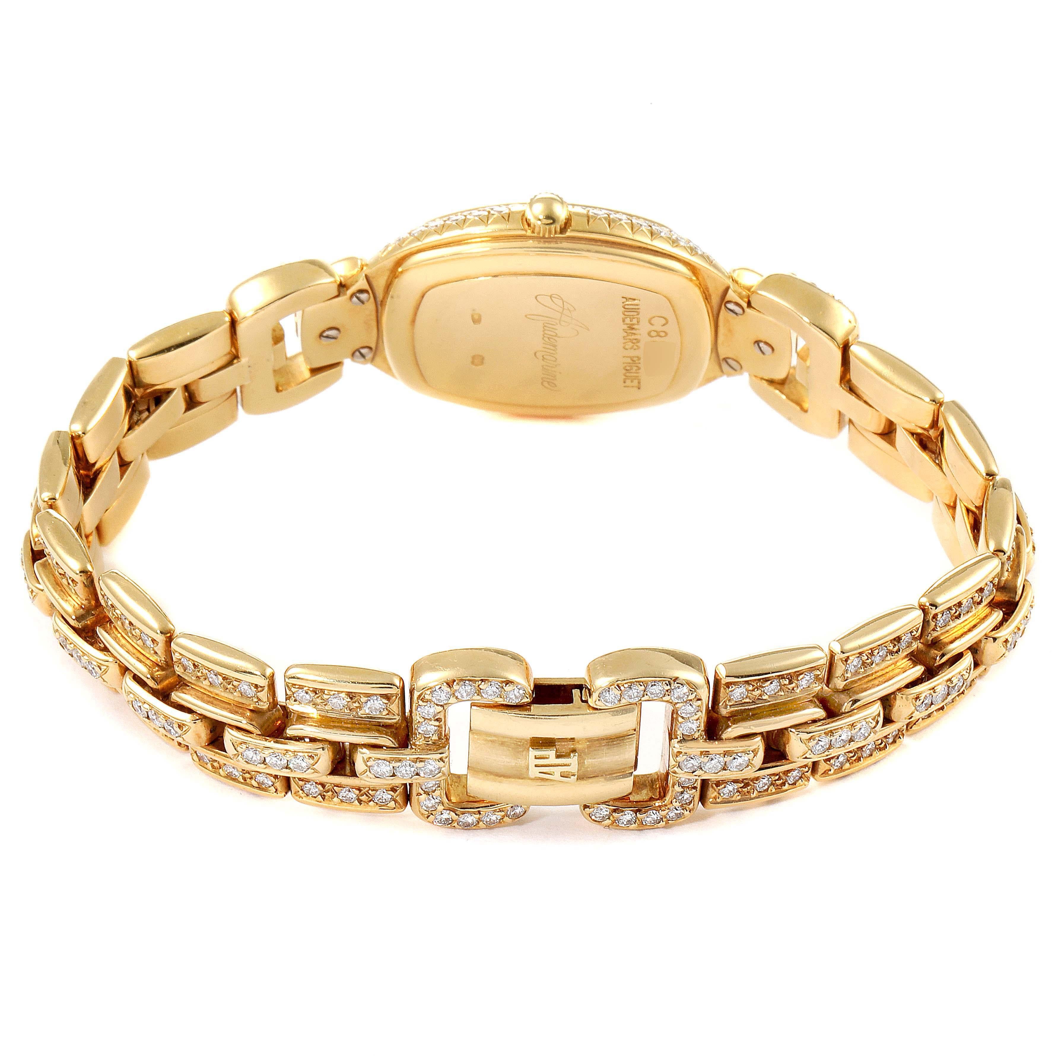 Audemars Piguet Audemarine Yellow Gold Diamond Ladies Watch 66474 For Sale 4