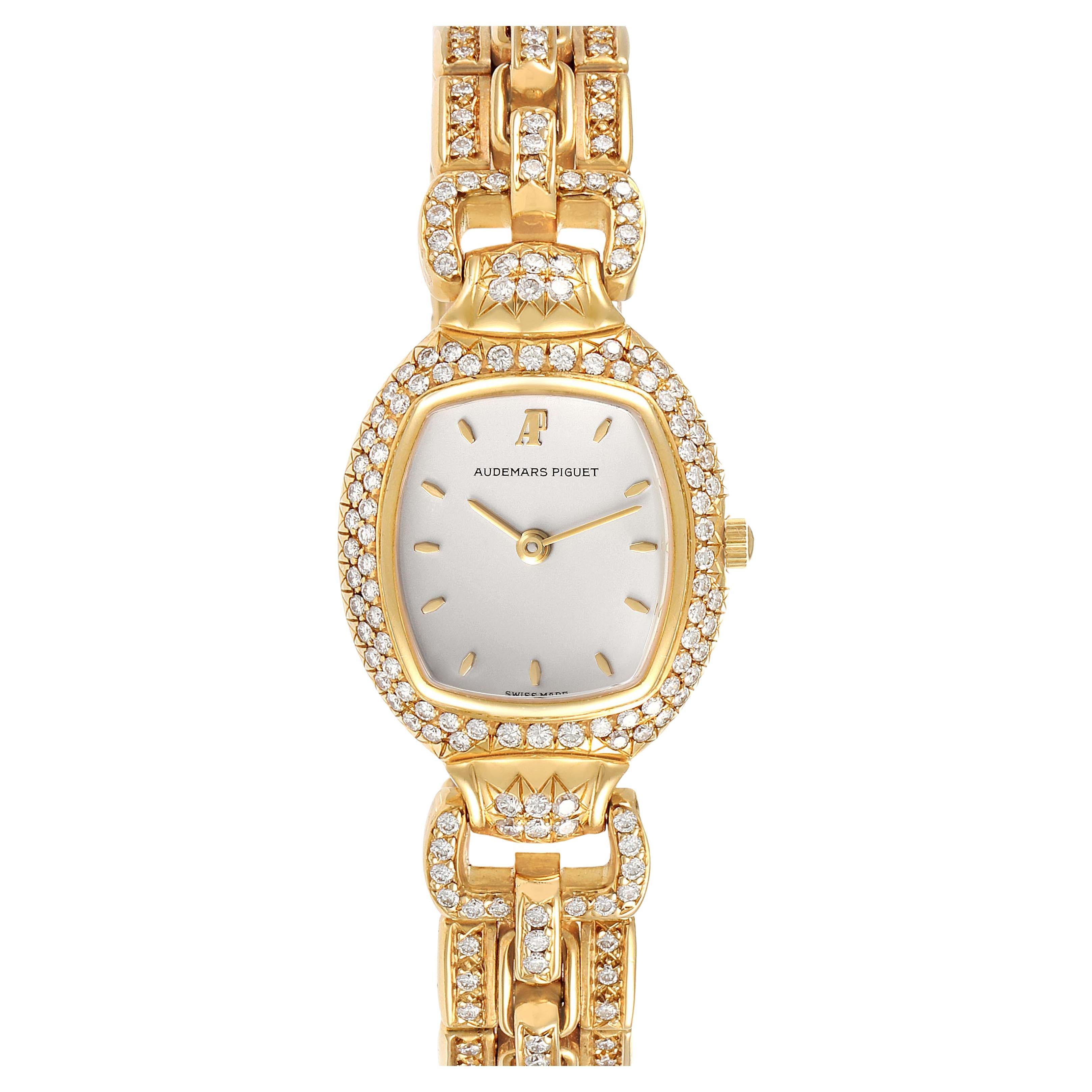 Audemars Piguet Audemarine Yellow Gold Diamond Ladies Watch 66474 For Sale