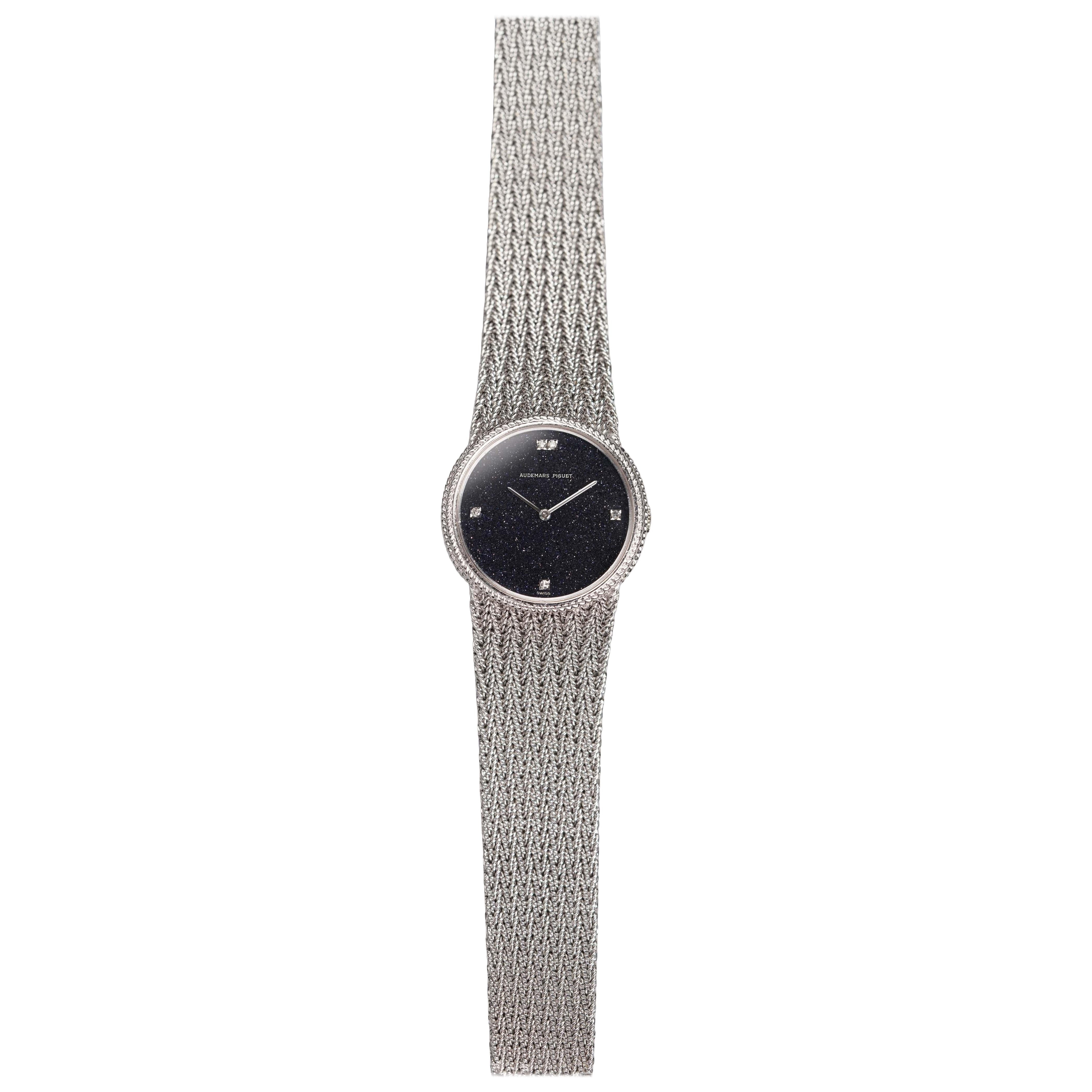 Montre Audemars Piguet Aventurine en or blanc 18 carats, 1975-1990