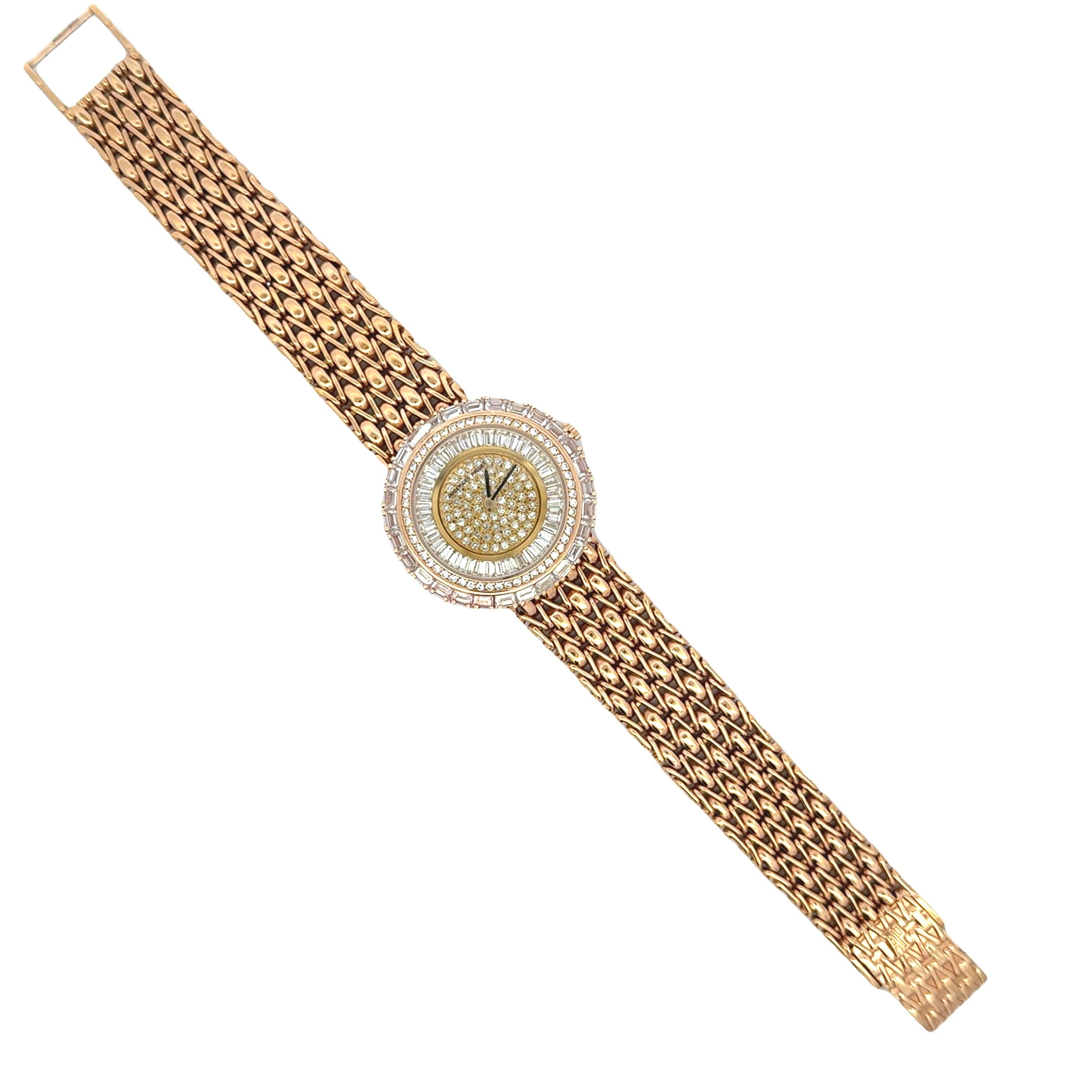 Mixed Cut Audemars Piguet Baguette & Round Cut Diamond Ladies' Watch in Yellow Gold For Sale