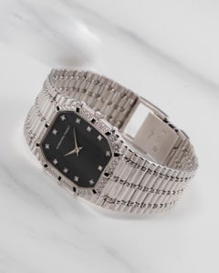 Audemars Piguet Bamboo 27mm Schwarzes Zifferblatt Diamant Schwarz Stone Lünette 18k WG Quartz