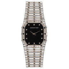 Audemars Piguet Bamboo 27mm Schwarzes Zifferblatt Diamant Schwarz Stone Lünette 18k WG Quartz