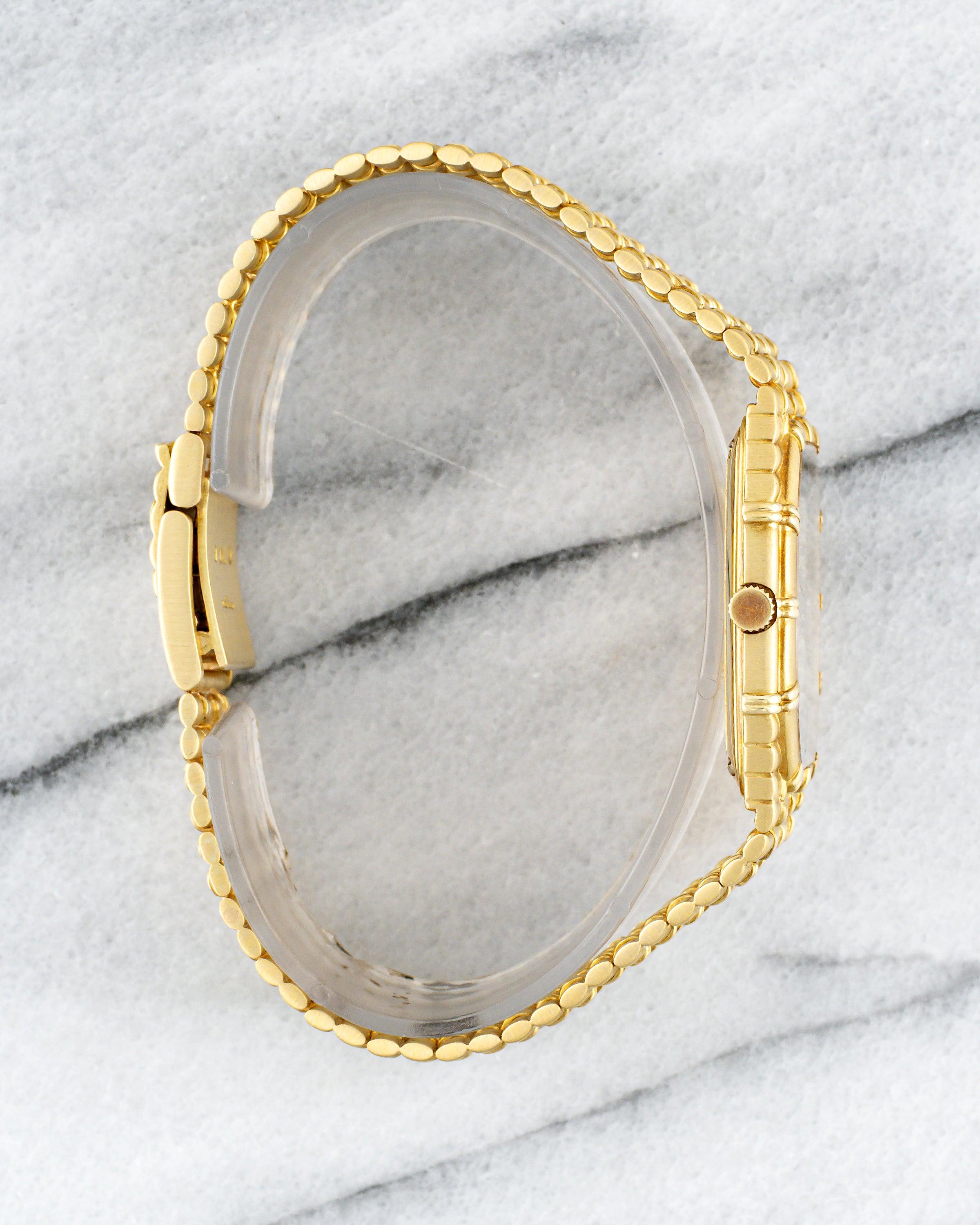 Montre Audemars Piguet Bamboo Onyx Diamond Dial en or jaune 18 carats, années 1980 Bon état - En vente à New York, NY