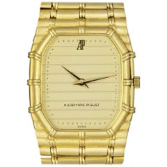 Audemars Piguet Bamboo Vintage Gold Champagne Tapestry Dial Quartz Wristwatch