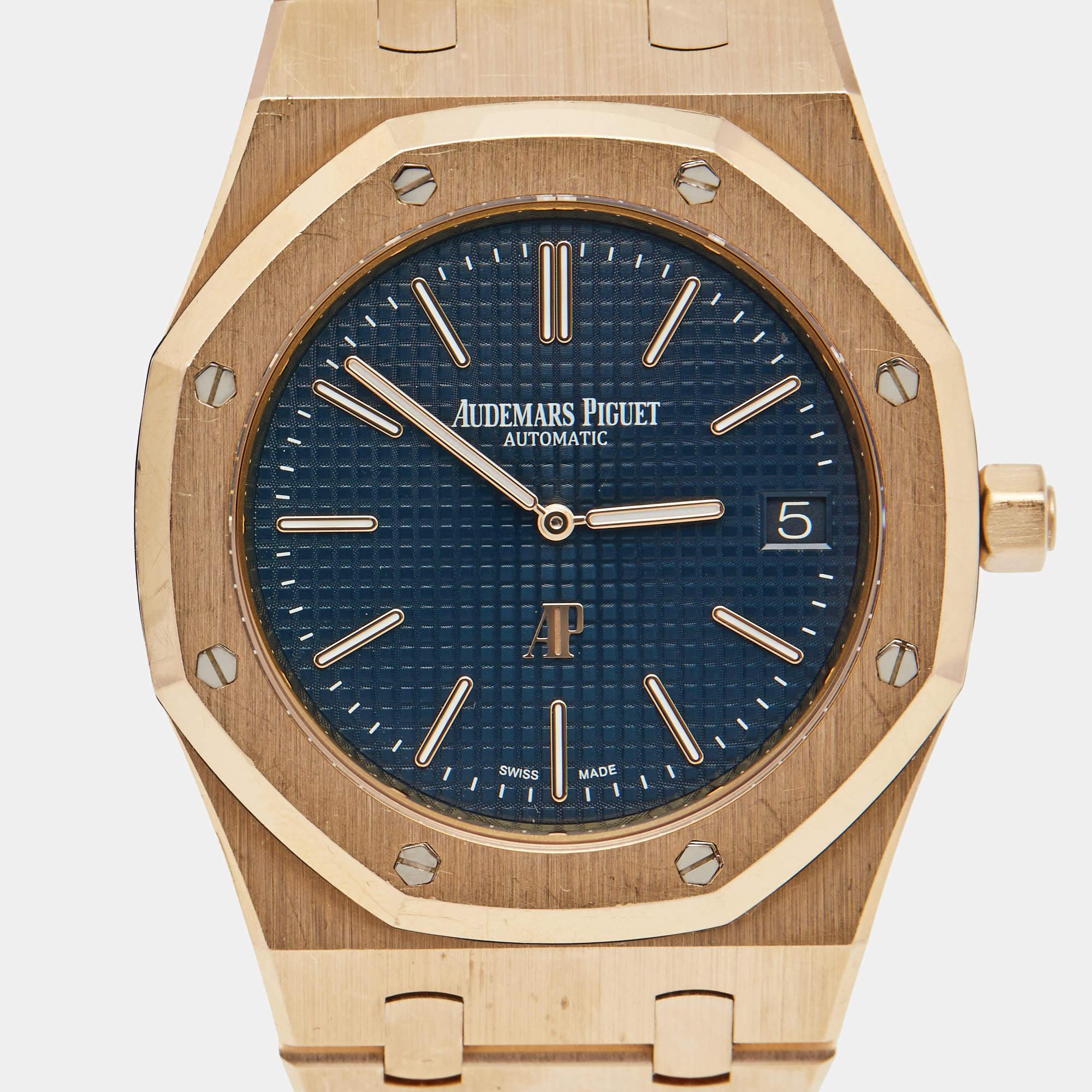 Men's Audemars Piguet Blue 18k Rose Gold Royal Oak 