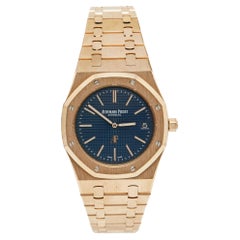 Audemars Piguet Blue 18k Rose Gold Royal Oak "Jumbo" Extra-Thin Wristwatch 39 mm
