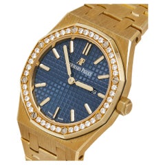 Audemars Piguet Blue 18k Yellow Gold Diamond Royal Oak 67651BA.ZZ.1261BA.02 Wome