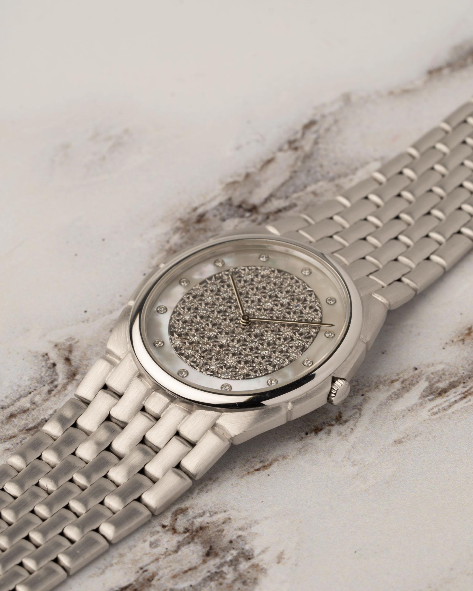 Audemars Piguet Bone' Pave Diamant Perlmutt 18k WG 1980er Jahre im Zustand „Hervorragend“ im Angebot in SYDNEY, AU