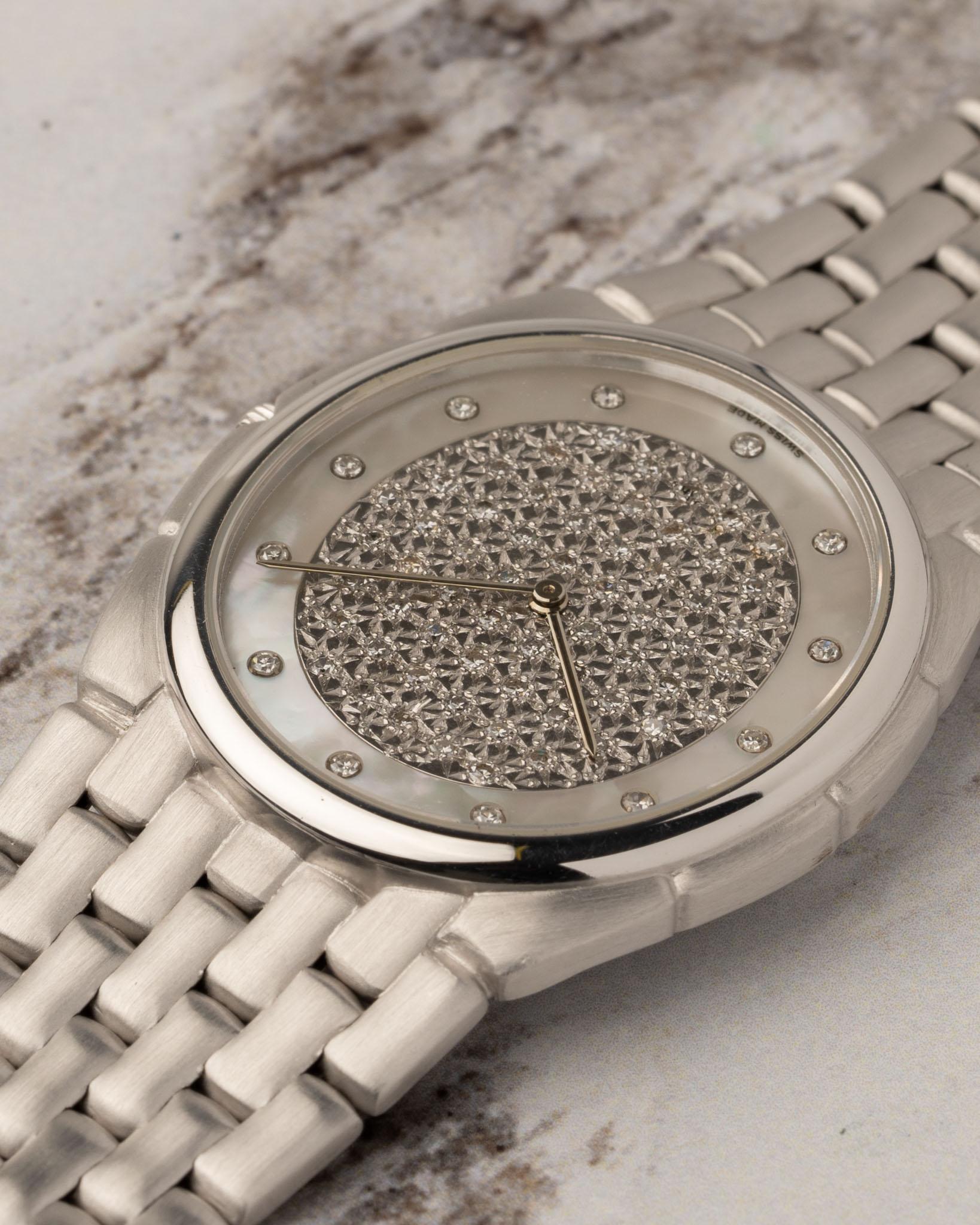 Audemars Piguet Bone' Pave Diamant Perlmutt 18k WG 1980er Jahre im Angebot 2