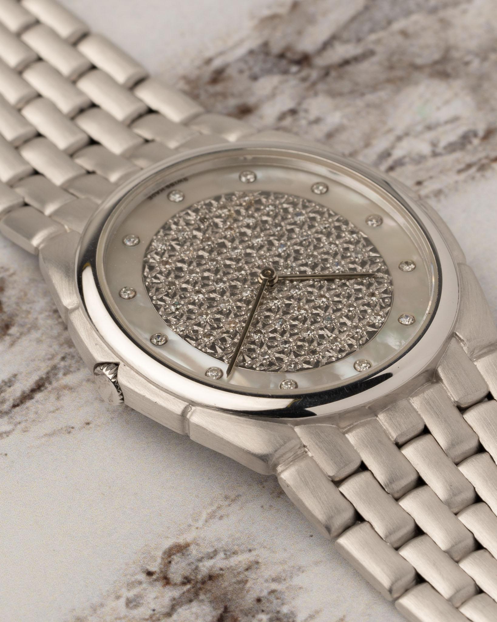 Audemars Piguet Bone' Pave Diamant Perlmutt 18k WG 1980er Jahre im Angebot 3