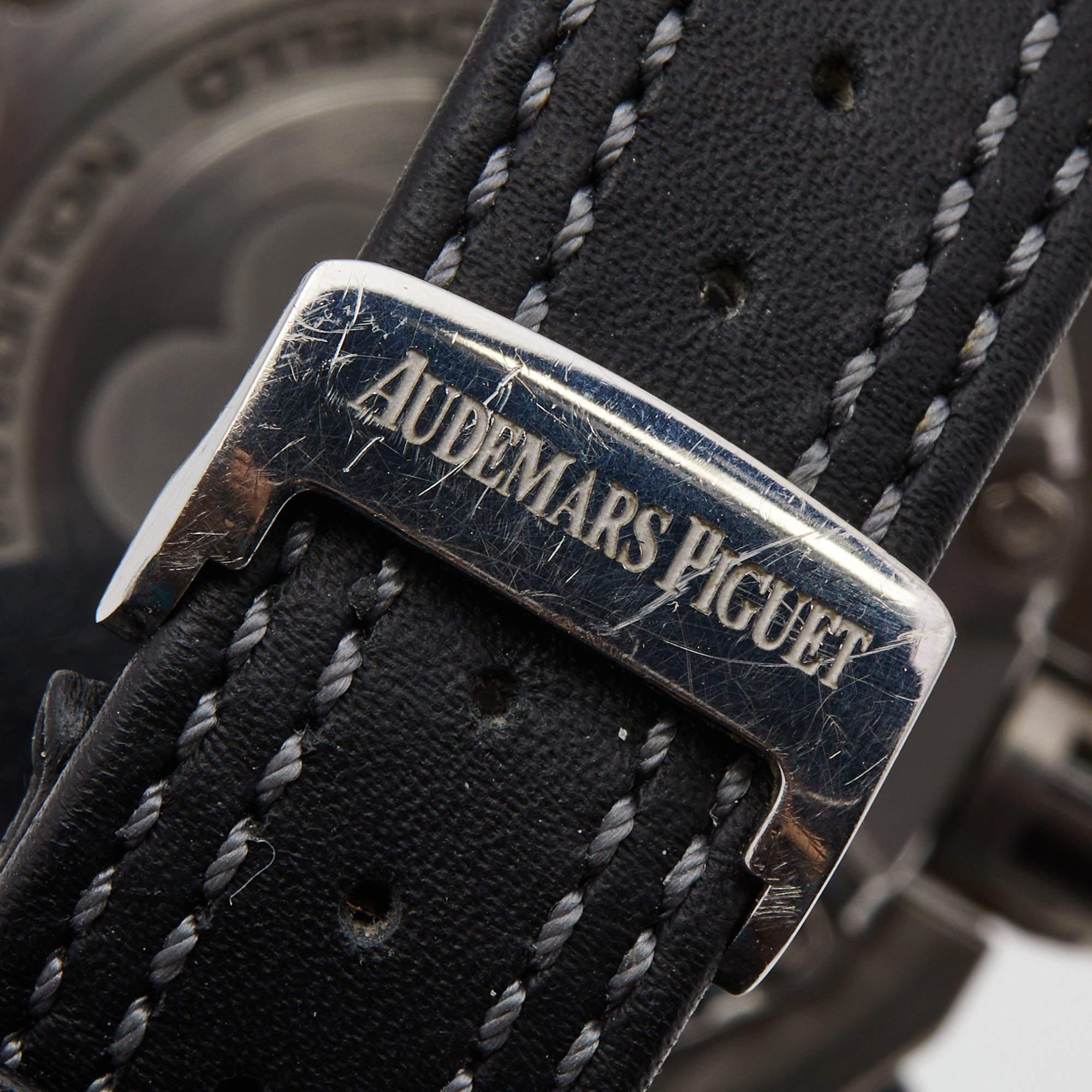 Men's Audemars Piguet Ceramic Titanium Leather Royal Oak OffShore Wristwatch 44 mm