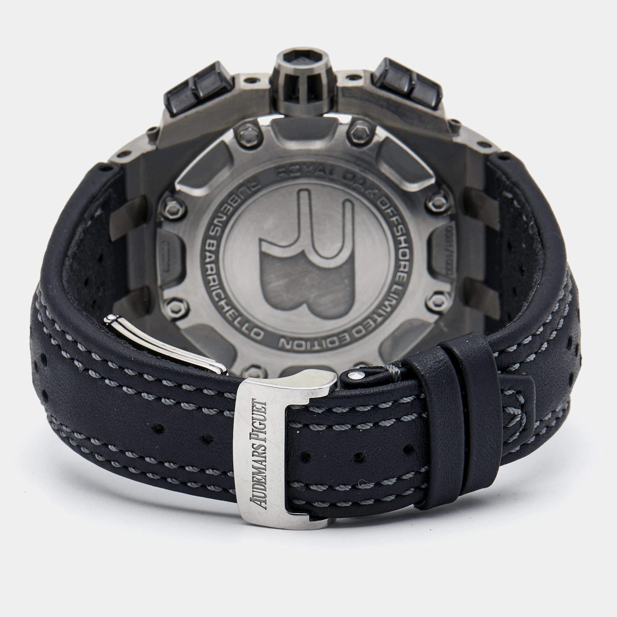 Audemars Piguet Ceramic Titanium Leather Royal Oak OffShore Wristwatch 44 mm 3