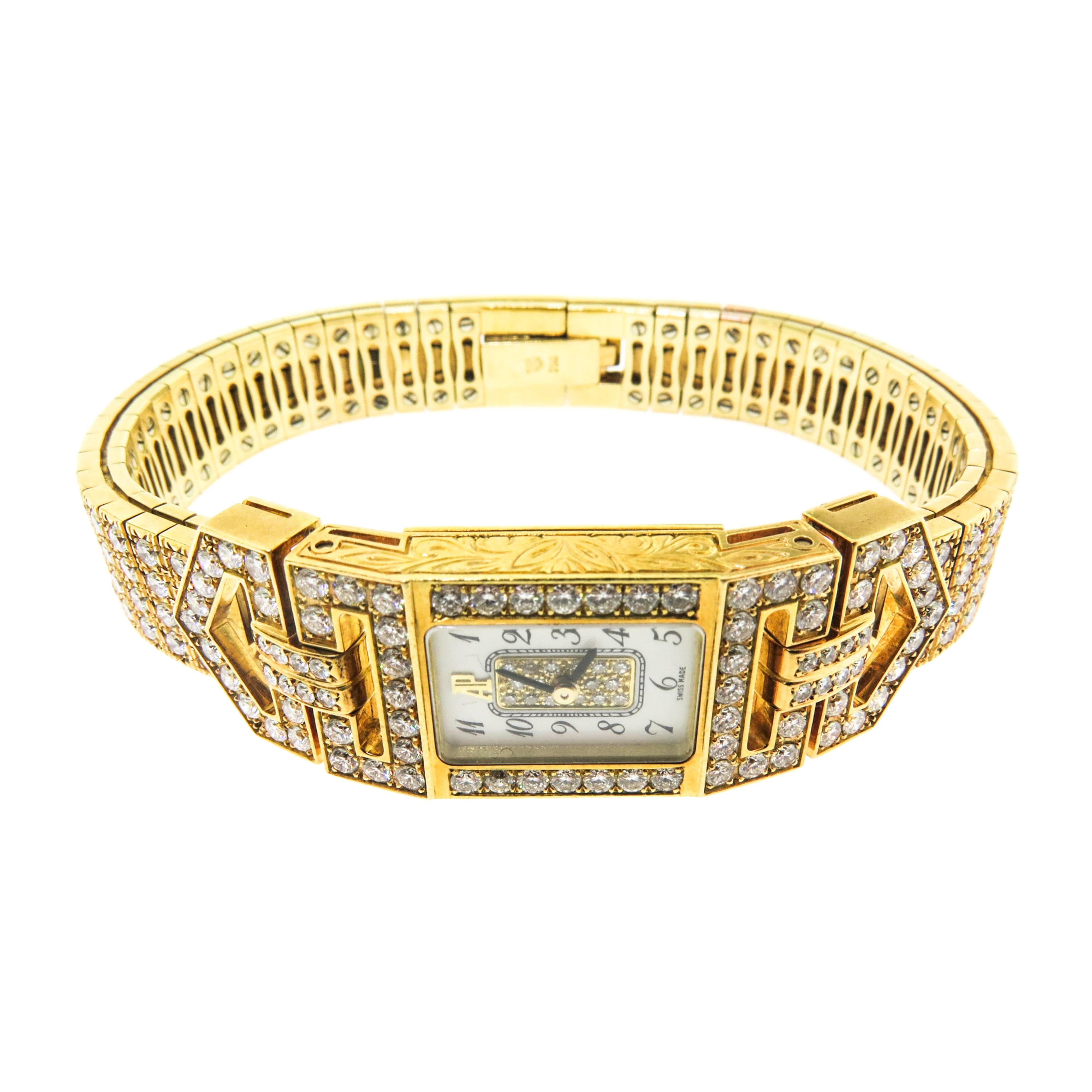 Audemars Piguet Yellow Gold Diamond Charleston quartz Wristwatch 2