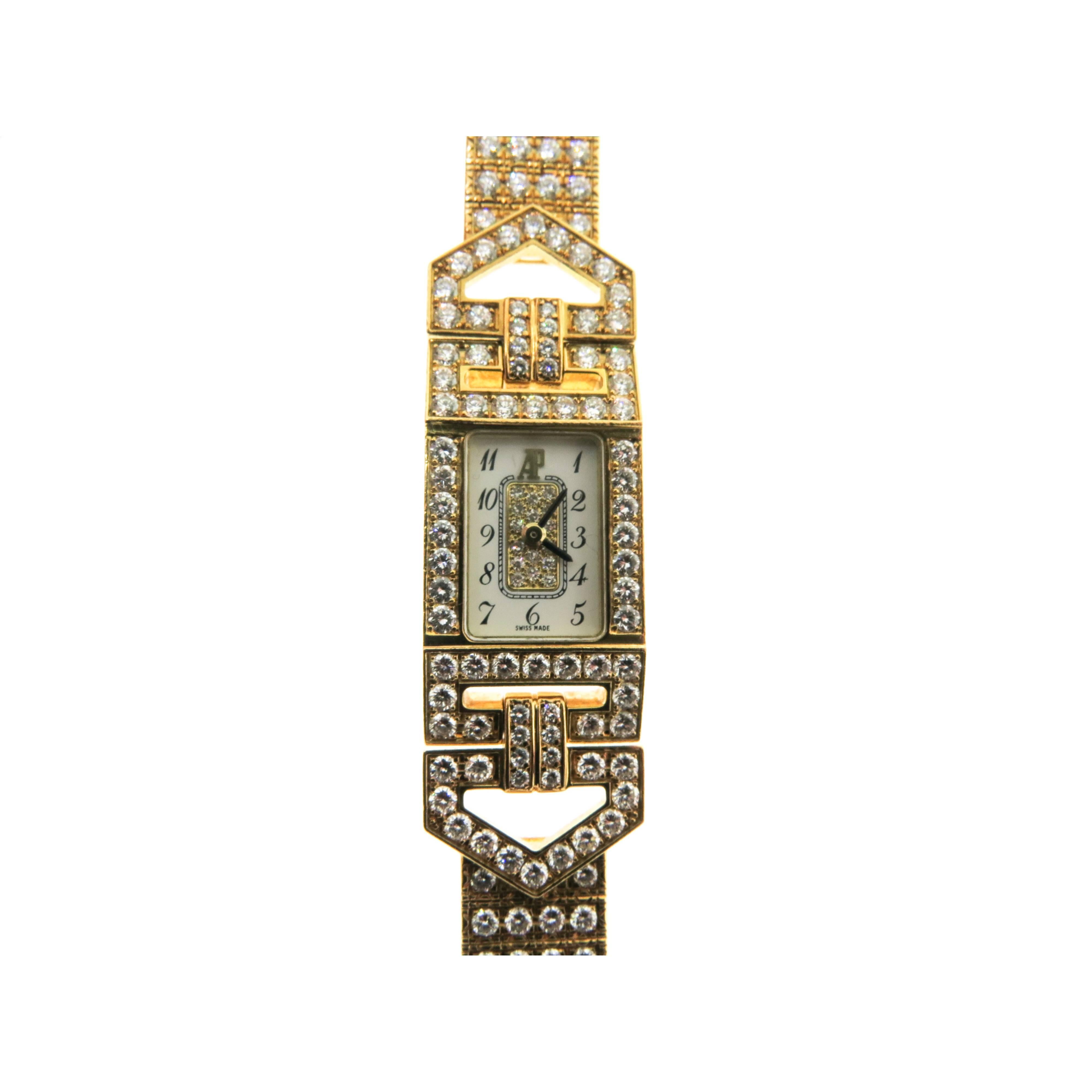 Audemars Piguet Yellow Gold Diamond Charleston quartz Wristwatch 3