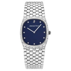 Audemars Piguet Cobra, cadran bleu marine foncé vintage en or blanc et diamants, années 1970