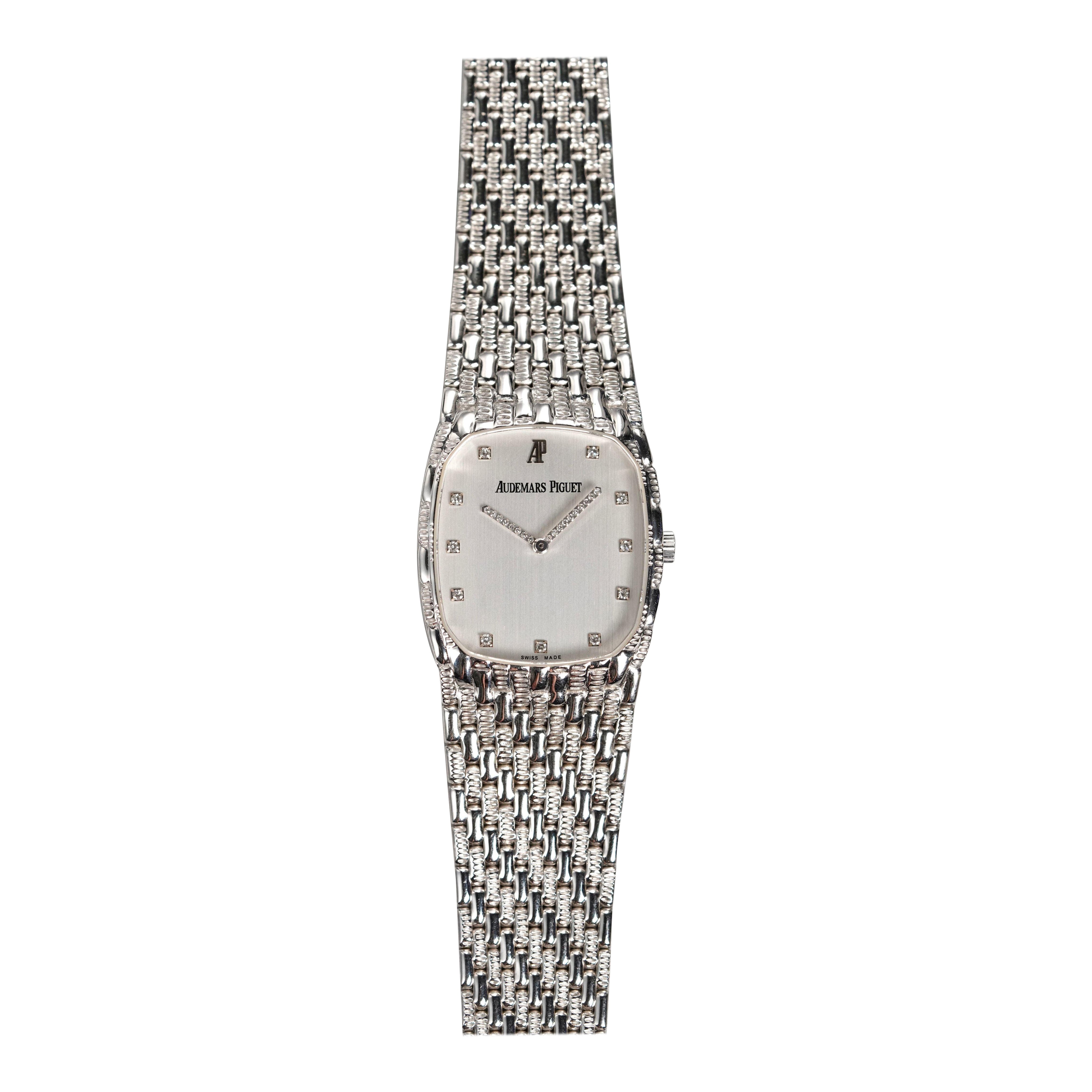 Montre Audemars Piguet Cobra en or blanc et argent 18 carats, années 1980 en vente