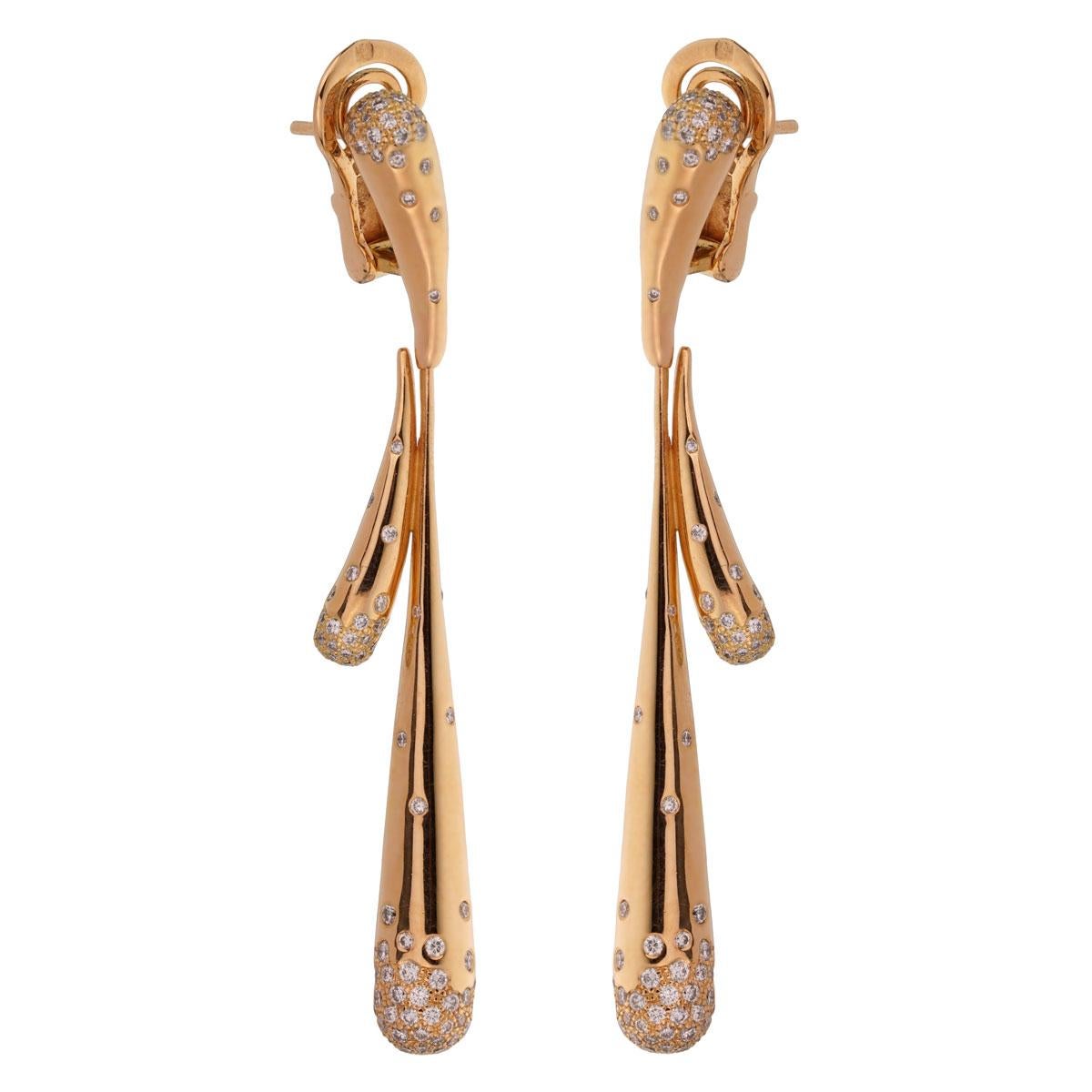 Round Cut Audemars Piguet Diamond Rose Gold Drop Earrings For Sale