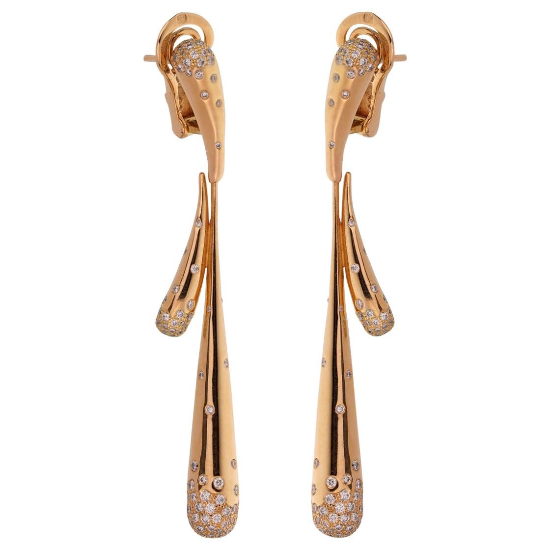 Audemars Piguet Diamond Rose Gold Drop Earrings For Sale