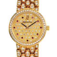 Audemars Piguet Diamond Ruby 18K Yellow Gold 1980s Watch