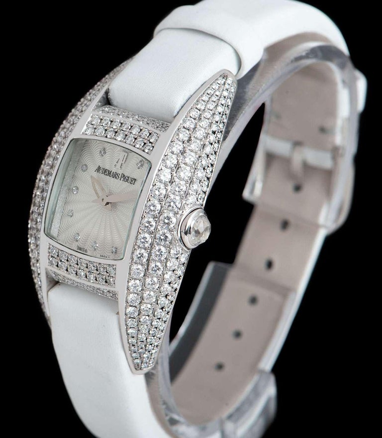 Audemars Piguet Dream Ladies Silver Guilloche Dial Diamond Set Watch In Excellent Condition For Sale In London, GB