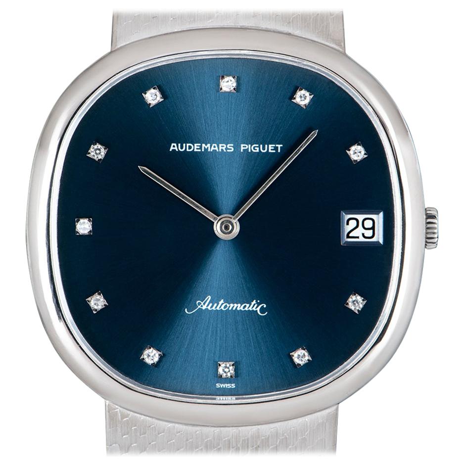 Audemars Piguet Dress Watch White Gold Blue Diamond Dial Automatic at  1stDibs | blue diamond watches