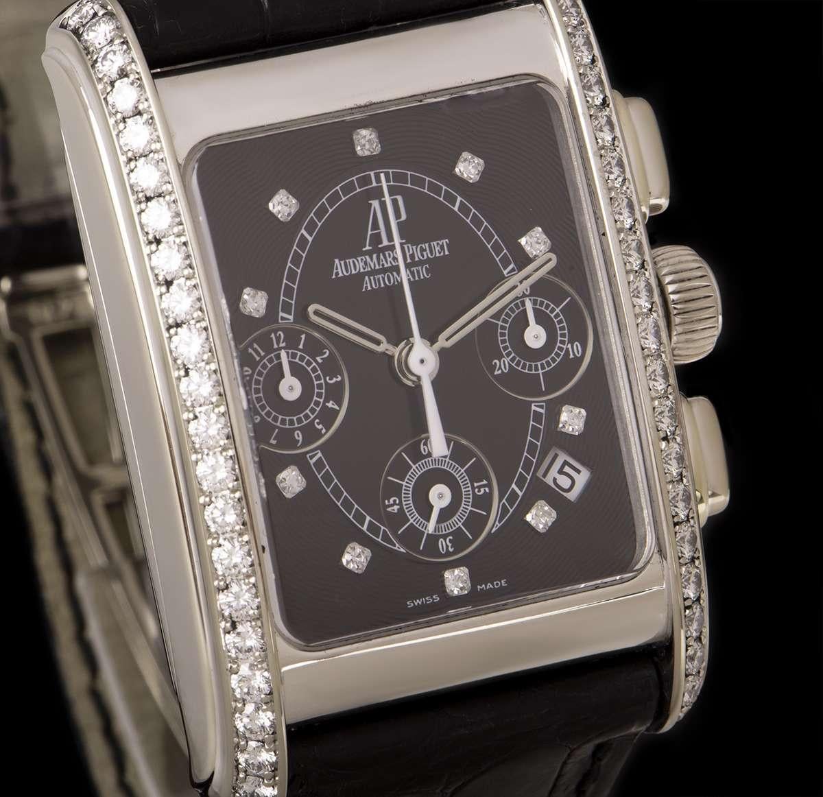 Audemars Piguet Edward Piguet Black Dial Diamond Set Watch In Excellent Condition In London, GB