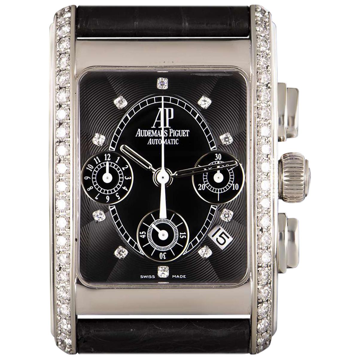 Audemars Piguet Edward Piguet White Gold Black Dial Diamond Set Watch