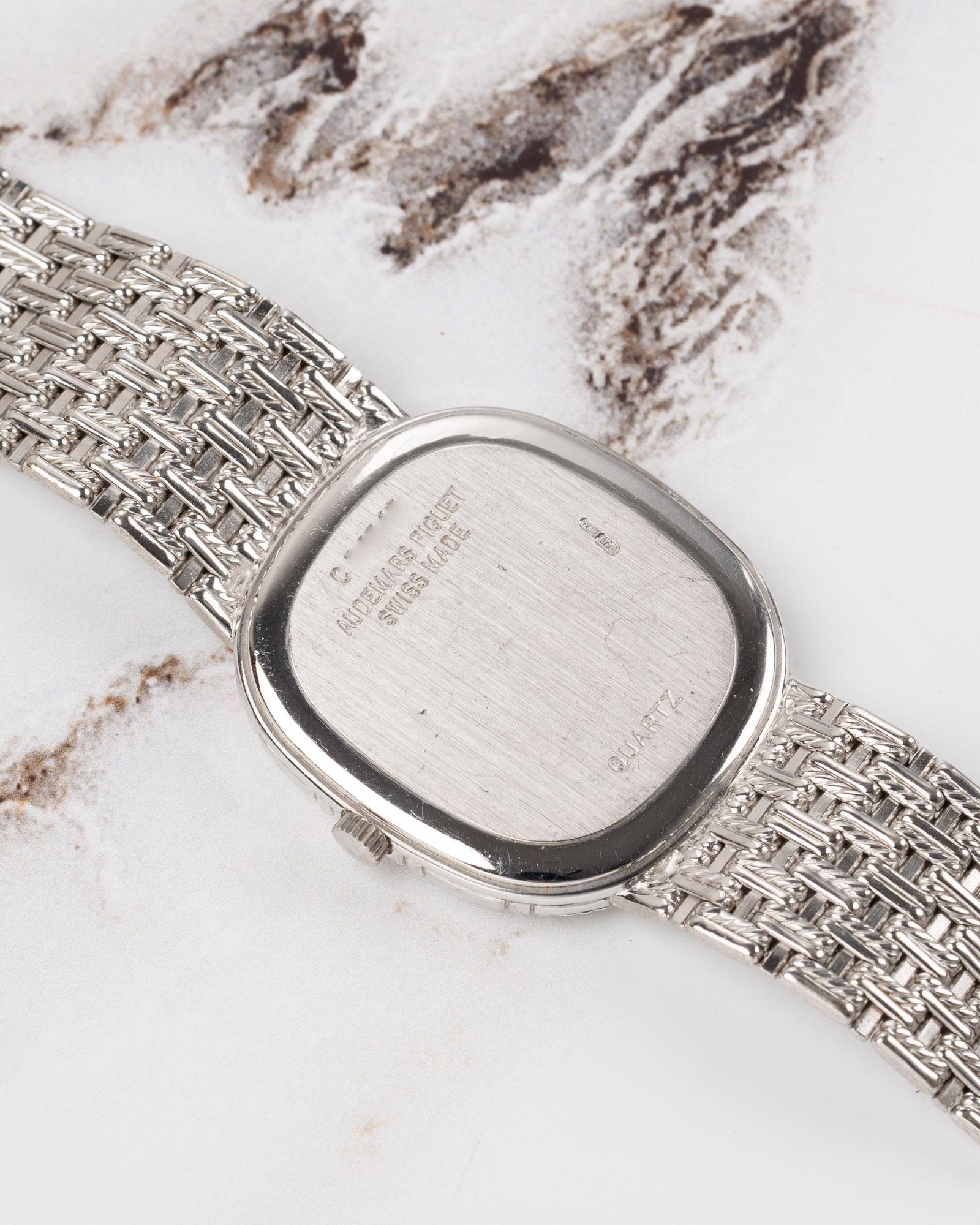 Audemars Piguet Ellipse 29mm Onyx and Diamond Dial 18k WG 1980s For Sale 1