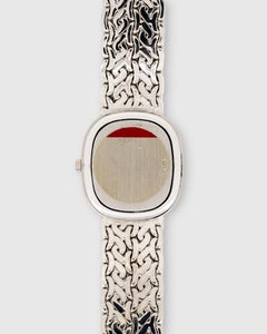 Audemars Piguet Ellipse Blue Diamond Dial 18k White Gold Thick Woven Bracelet 19