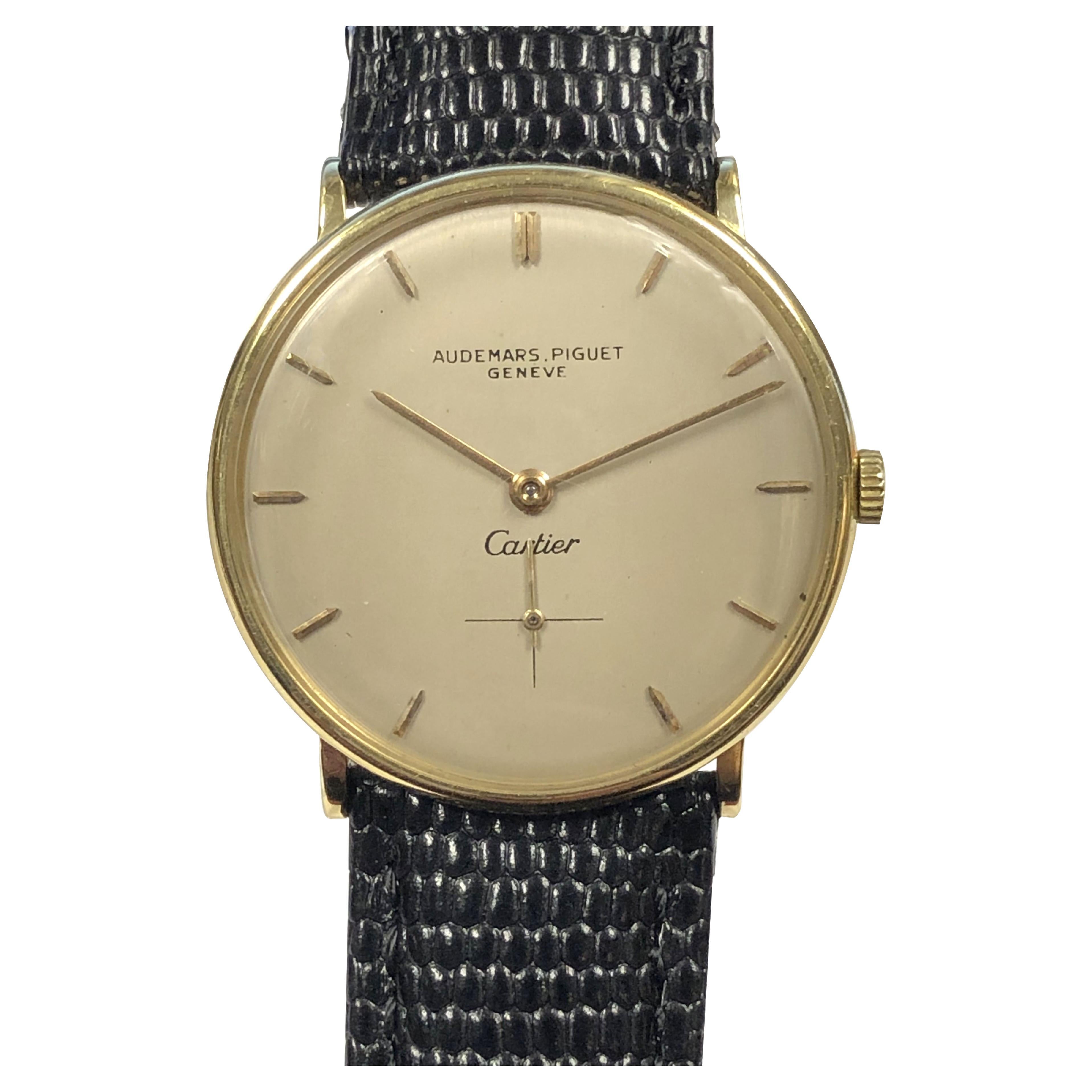 Audemars Piguet for Cartier Vintage Gents Yellow Gold Mechanical Wrist Watch