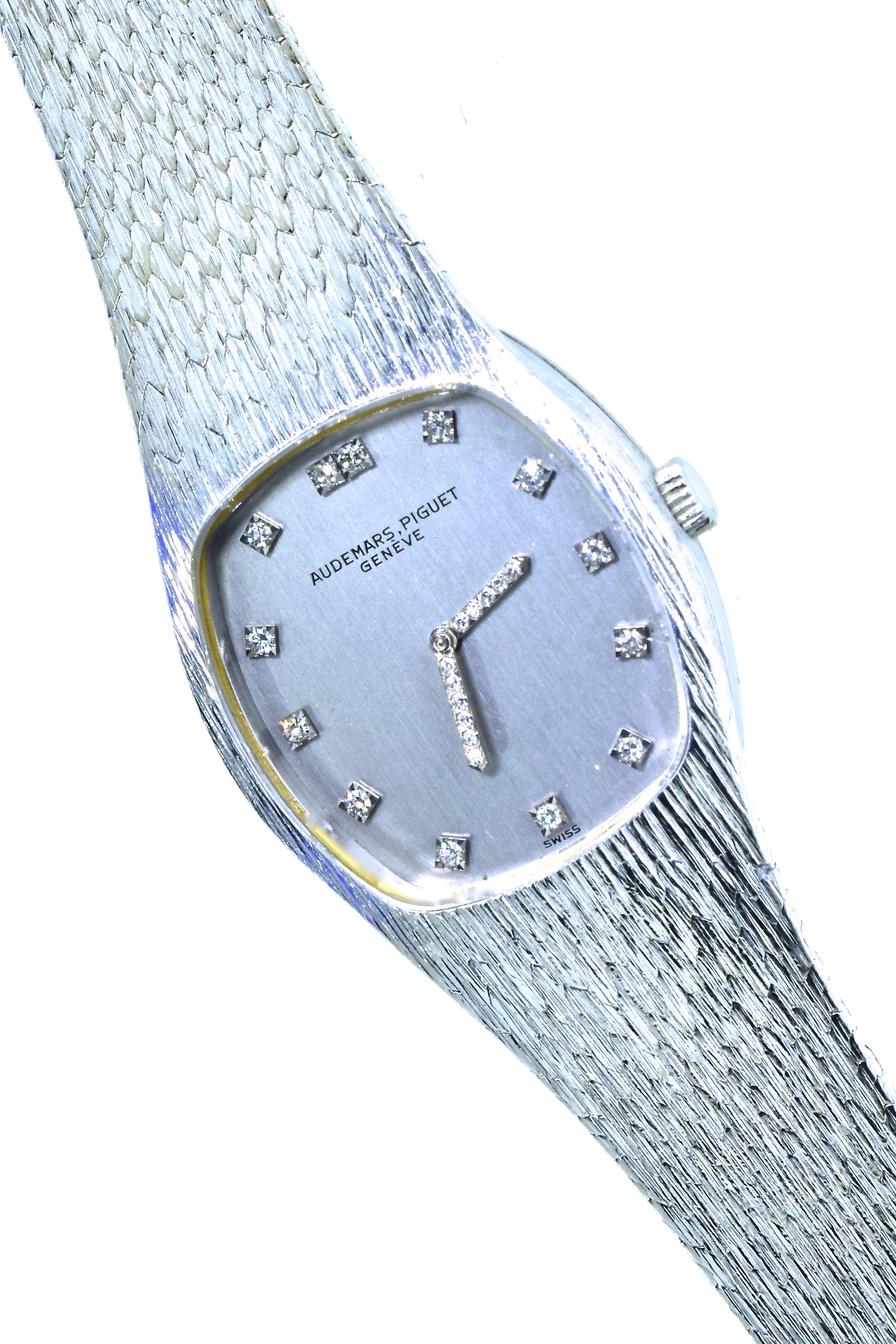 Brilliant Cut Audemars Piguet Geneva 18 Karat White Gold and Diamond Wristwatch, circa 1970