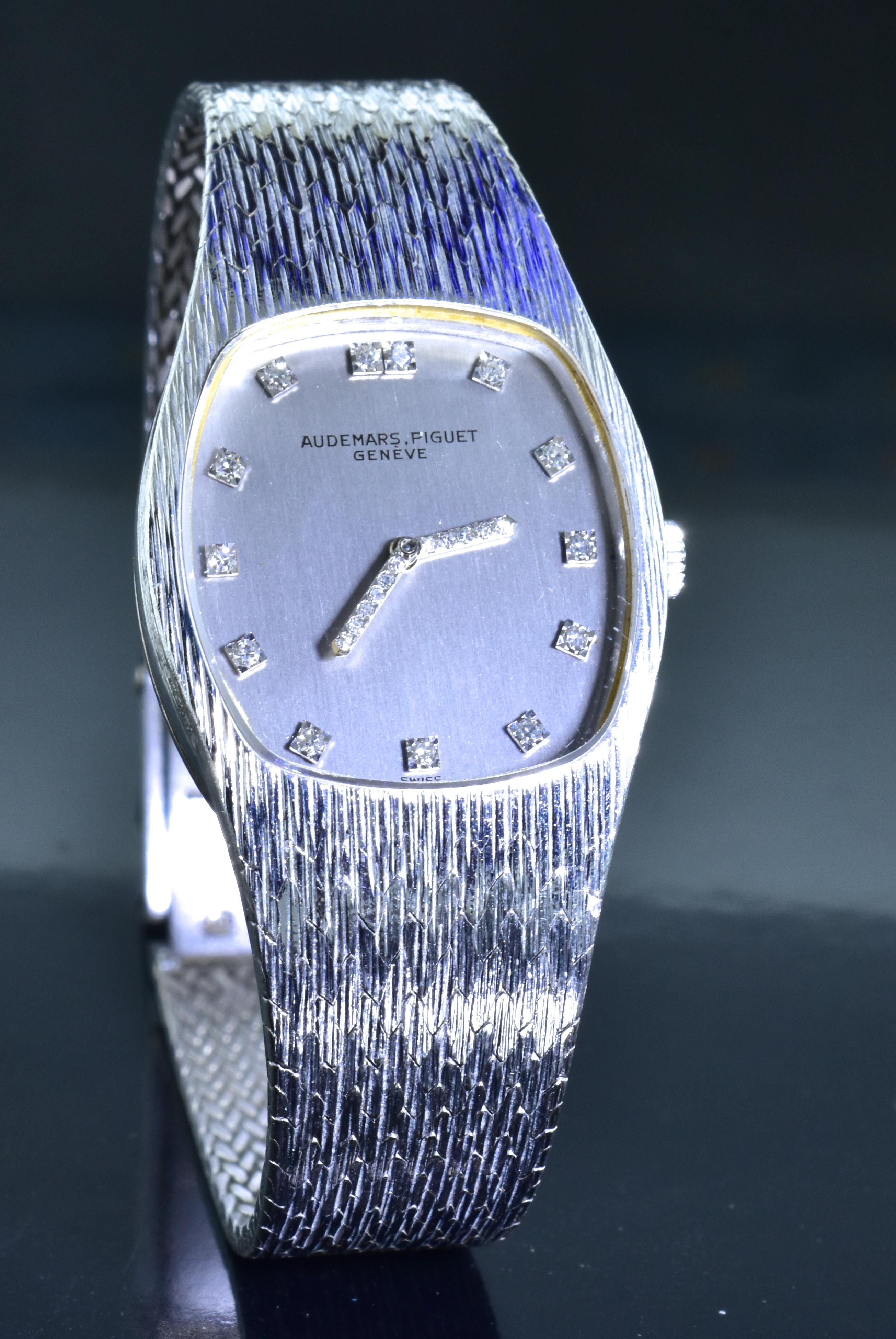 Audemars Piguet Geneva 18 Karat White Gold and Diamond Wristwatch, circa 1970 In Excellent Condition In Aspen, CO