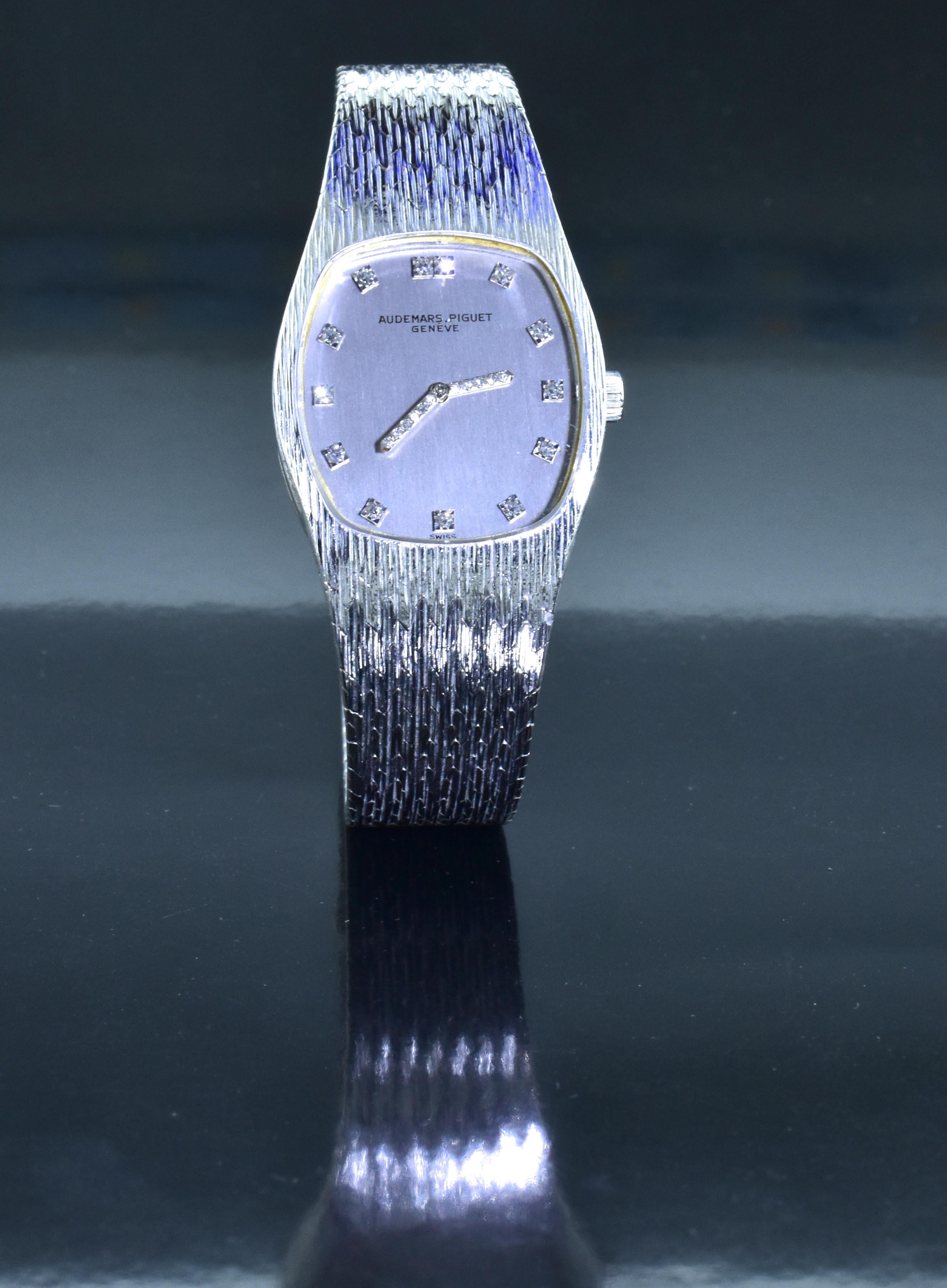 Women's or Men's Audemars Piguet Geneva 18 Karat White Gold and Diamond Wristwatch, circa 1970