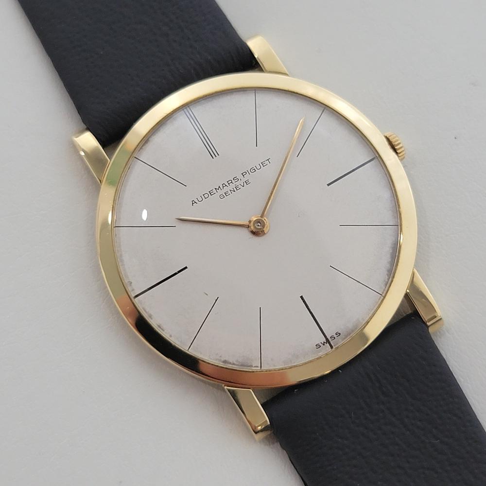 Audemars Piguet Geneve 18k Solid Gold Herren Ultra Thin Manual Wind 1970s RA537 im Zustand „Hervorragend“ im Angebot in Beverly Hills, CA