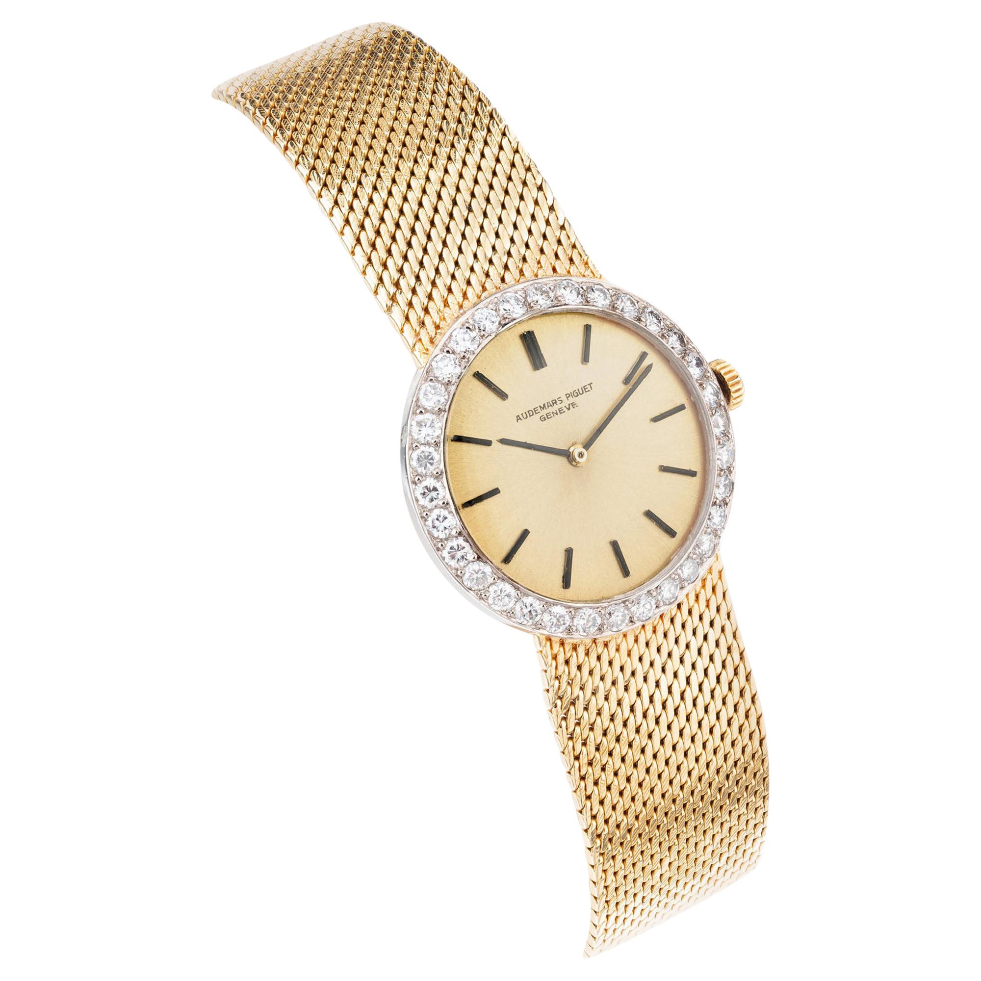 Audemars Piguet Gold Ladies Diamond Bezel Wristwatch