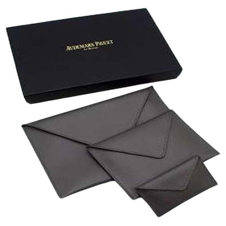 Audemars Piguet Grey Leather Pouches Set of 3 Sizes For Sale at