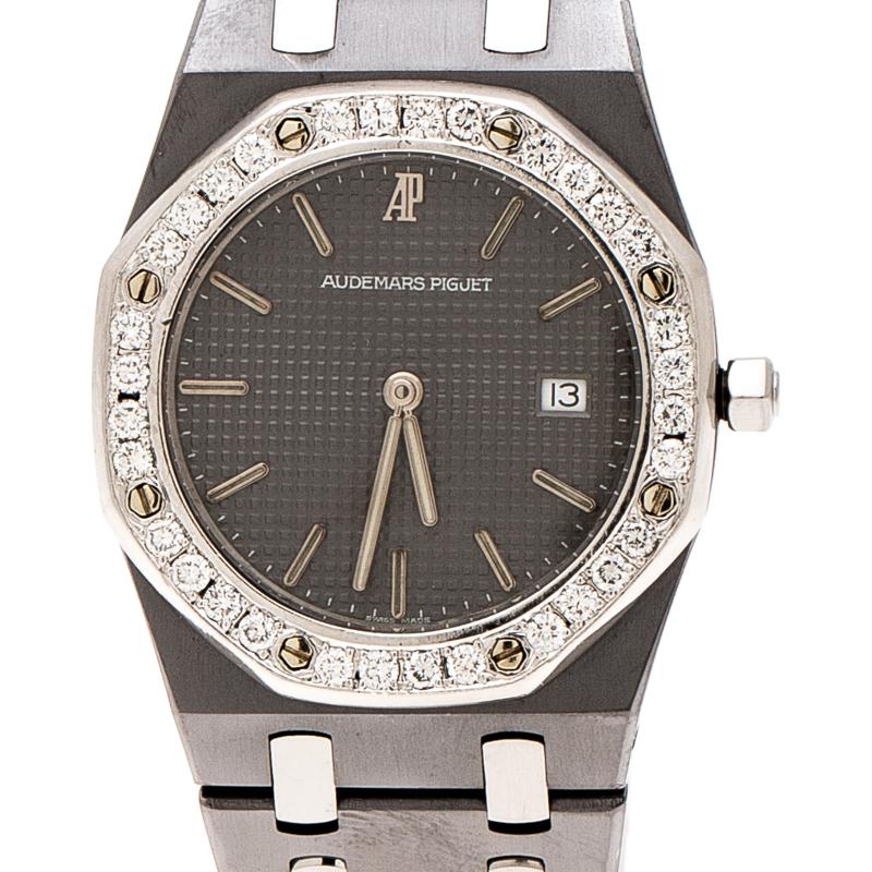 Audemars Piguet Grey Tantalum Stainless Steel Diamond Women's Wristwatch 33 mm In Good Condition In Dubai, Al Qouz 2
