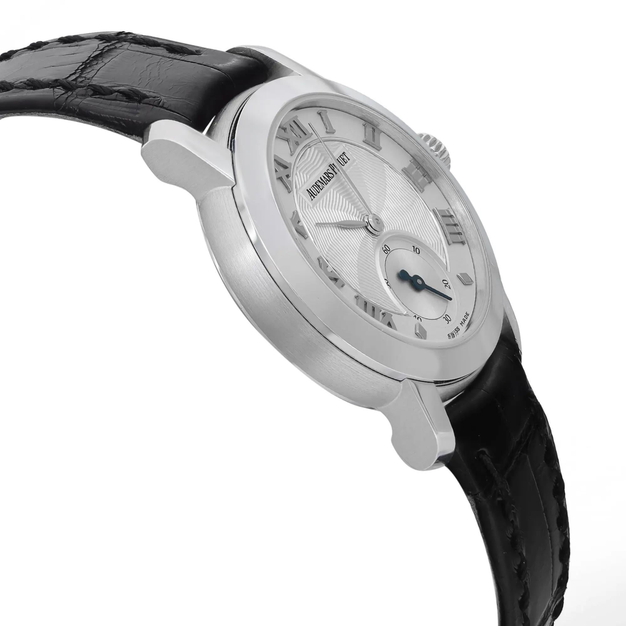 Women's Audemars Piguet Jules 18K White Gold Silver Dial Watch 77230BC.OO.A001MR.01 For Sale