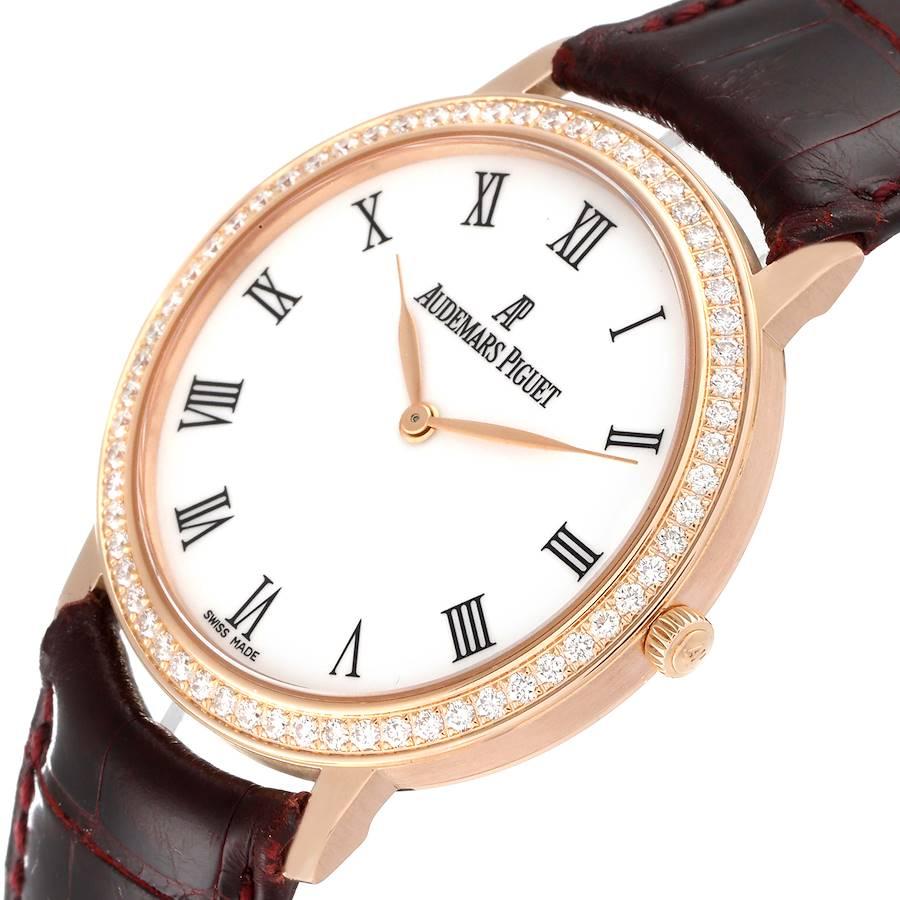Men's Audemars Piguet Jules Rose Gold White Dial Diamond Mens Watch 15103 For Sale