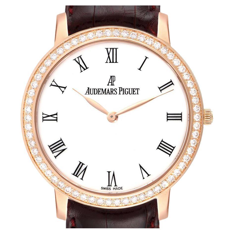 Audemars Piguet Jules Rose Gold White Dial Diamond Mens Watch 15103 For Sale