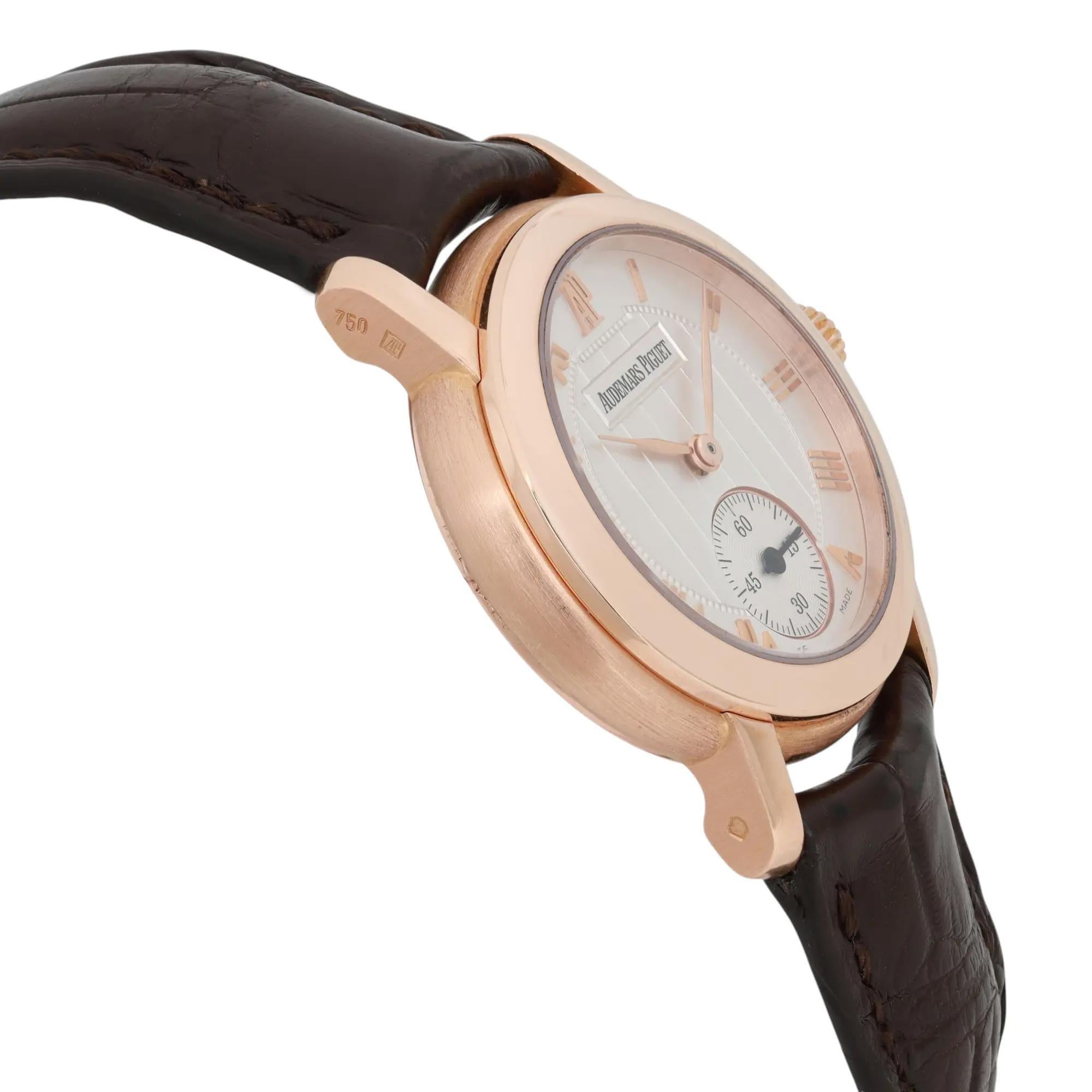 Audemars Piguet Jules Small 28 Orologio da donna in oro rosa 18k con quadrante argentato 772080R In condizioni buone in vendita a New York, NY